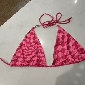 Pink and red checkered bikini top from SHEIN size M #bikinilife